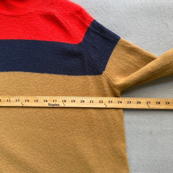 J Crew Womens Colorblock Turtleneck Sweater Merino Blend Sz XL Oversized Preppy - Picture 8 of 10